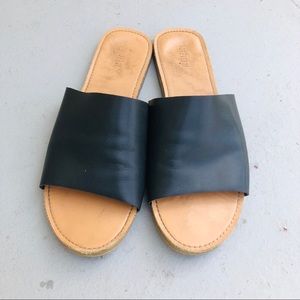 Black slides flat sandals